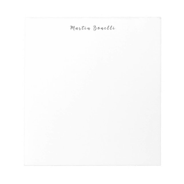 Plain Simple Black White Trendy Calligraphy Script Notepad (Front)