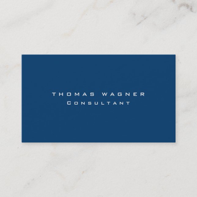 Plain Simple Blue Trendy Minimalist Business Card (Front)