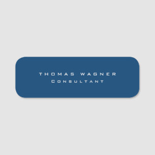 Plain Simple Blue Trendy Minimalist Name Tag