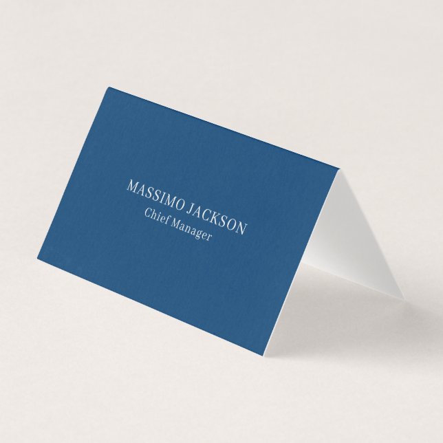 Plain Simple Blue Trendy Minimalist Professional Business Card (Front)