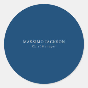 Plain Simple Blue Trendy Minimalist Professional Classic Round Sticker