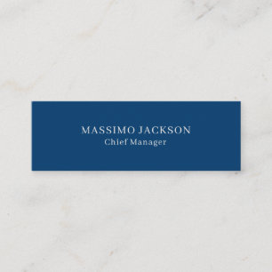 Plain Simple Blue Trendy Minimalist Professional Mini Business Card