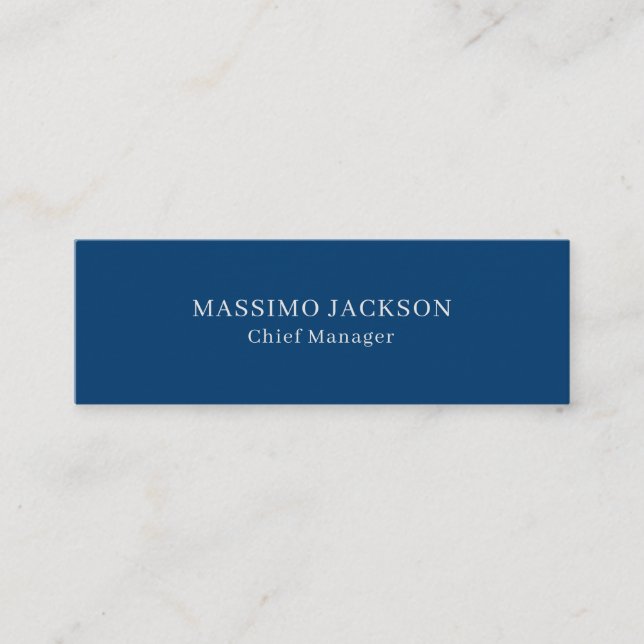 Plain Simple Blue Trendy Minimalist Professional Mini Business Card (Front)