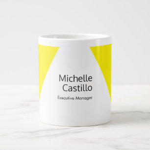 Plain Simple Bright Yellow White Minimalist Large Coffee Mug