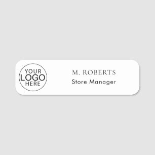 Plain Simple Business Logo Store Staff Custom Name Tag