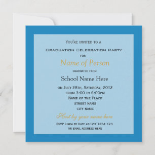 Plain, simple, classic blue photo graduation invitation