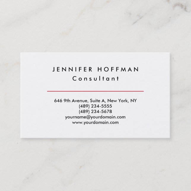 Plain Simple Clean Black White Professional Business Card (Front)