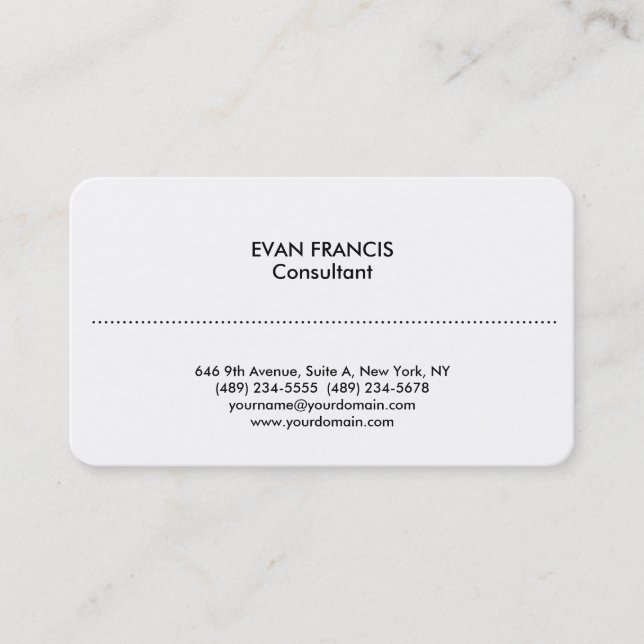 Plain Simple Clean White Professional Classical Business Card (Front)