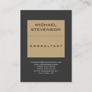 Plain Simple Consultant Beige Grey Business Card