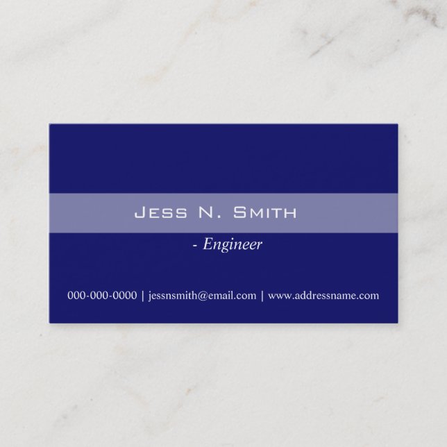 Plain,simple,elegant blue business card. business card (Front)