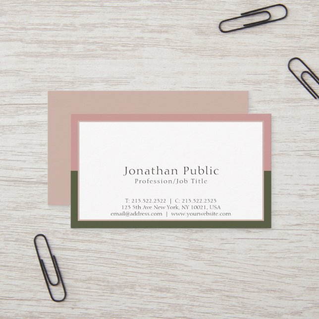 Plain Simple Elegant Colours Professional Modern Business Card (Front/Back In Situ)