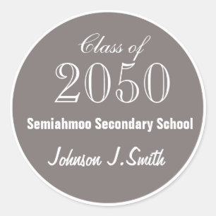 Plain, simple, elegant espresso  graduation classic round sticker