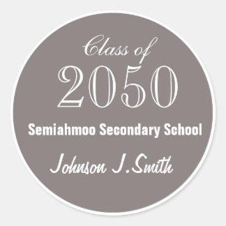 Plain, simple, elegant espresso  graduation classic round sticker