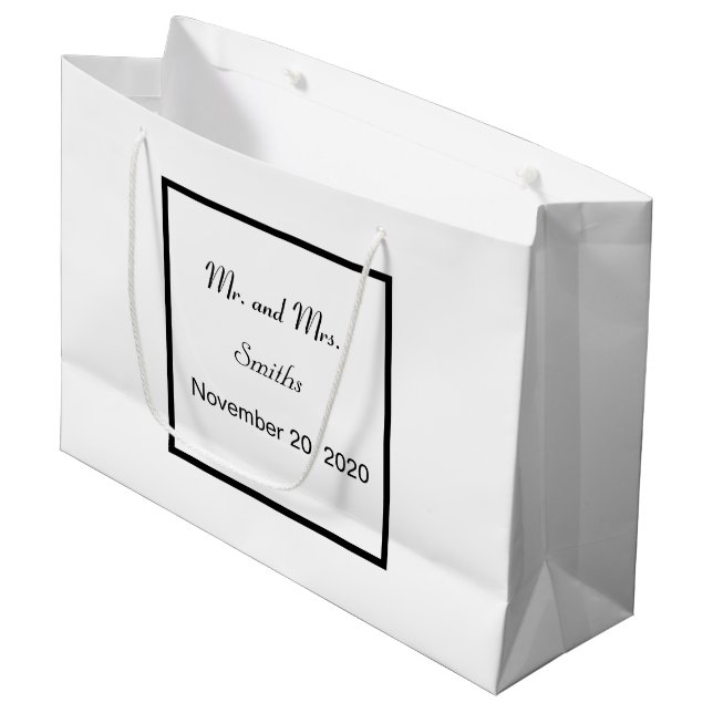 Plain Simple Elegant Wedding Large Gift Bag (Front Angled)