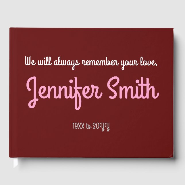 Plain, Simple Funeral/Memorial Guest Book (Front)