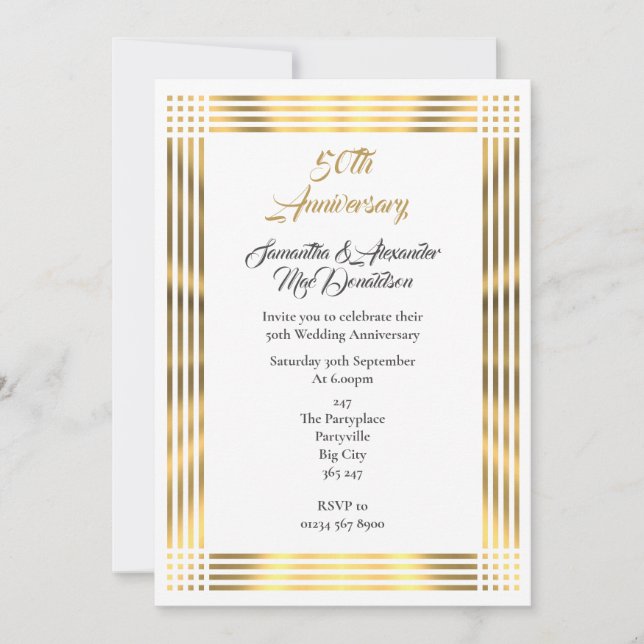 Plain simple golden wedding invitation (Front)