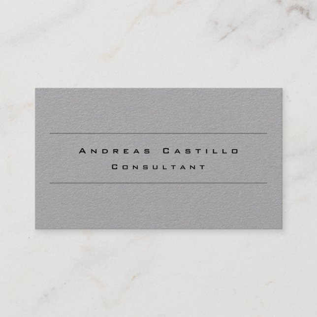 Plain Simple Grey Minimalist Professional Business Card (Front)
