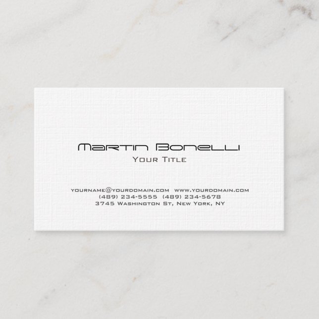 Plain Simple Linen Trendy Business Card (Front)