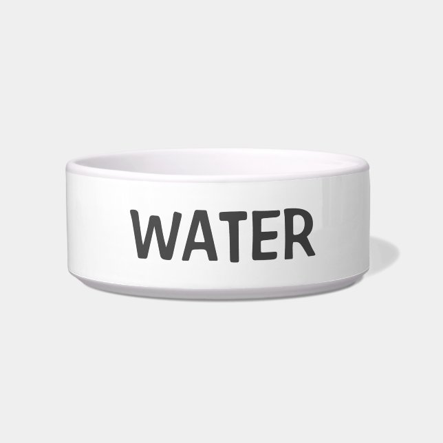 Plain Simple Minimal White & Grey Water Cat Or Dog Bowl (Front)