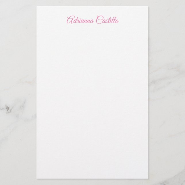 Plain Simple Minimalist Chic Calligraphy Name Stationery (Front)