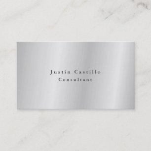 Plain Simple Minimalist Design Silver Grey Business Card