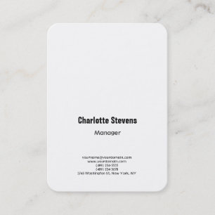 Plain simple minimalist elegant white bold text business card