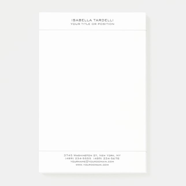 Plain Simple Minimalist Modern Professional Post-it Notes (Front)