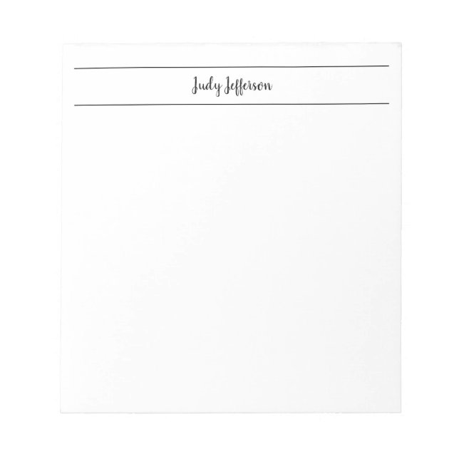 Plain Simple Modern Minimalist Handwriting Notepad (Front)