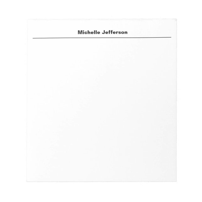 Plain Simple Modern Own Name Edit Minimalist Notepad (Front)