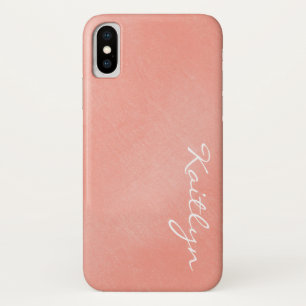 Plain Simple Peachy Pink Crinkle Faded With Name Case-Mate iPhone Case