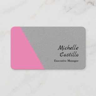 Plain Simple Professional Minimalist Grey Pink Business Card