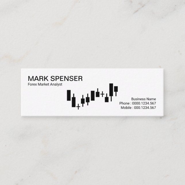 Plain Simple White Stock Exchange Graph Forex Mini Business Card (Front)
