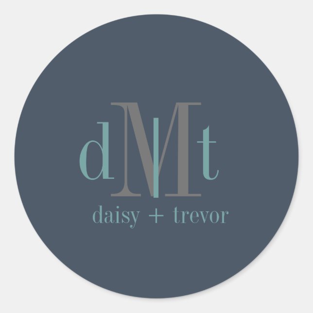 Plain Slate+Graphite+Teal Monogram stickers (Front)