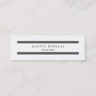 Plain Slim Grey Lines White Simple Business Card