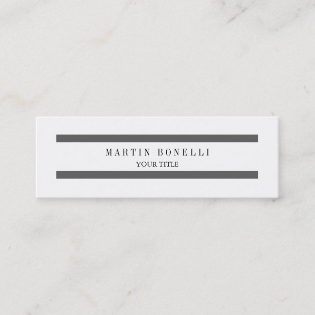 Plain Slim Grey Lines White Simple Business Card (Front)