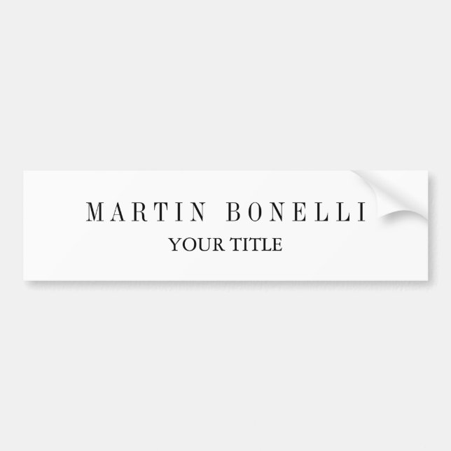 Plain Slim Professional Black & White Bumper Sticker (Front)