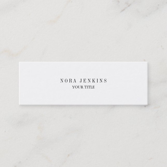 Plain Slim Professional Black White Mini Mini Business Card (Front)
