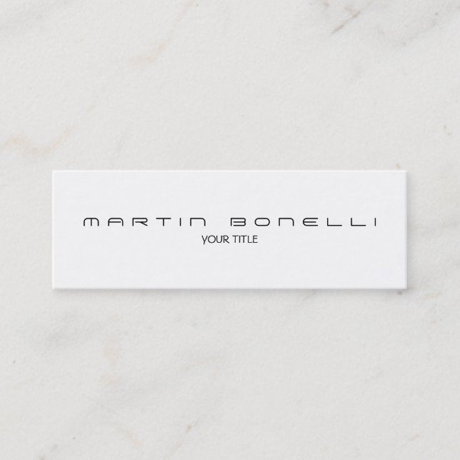 Plain Slim Professional Italic White Business Card (Front)