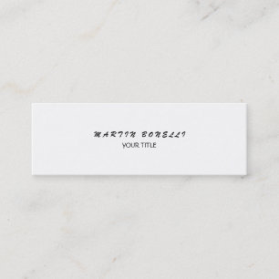 Plain Slim Professional Italic White Business Card