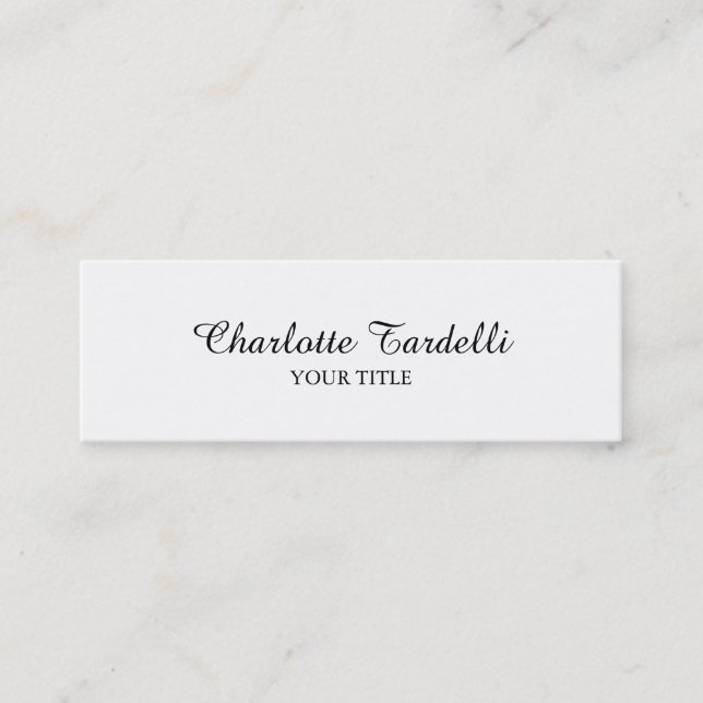 Plain Slim Professional White Classical Handwrite Mini Business Card (Front)