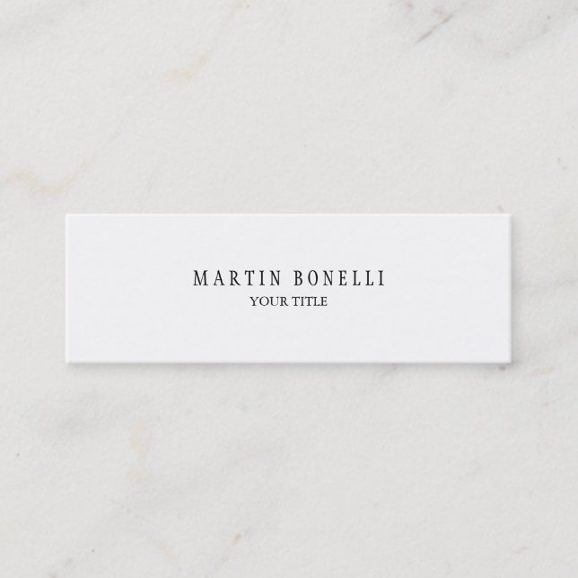 Plain Slim Professional White Modern Business Card (Front)