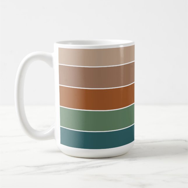 Plain Solid Colour Stripes Warm Autumn Colours Coffee Mug (Left)