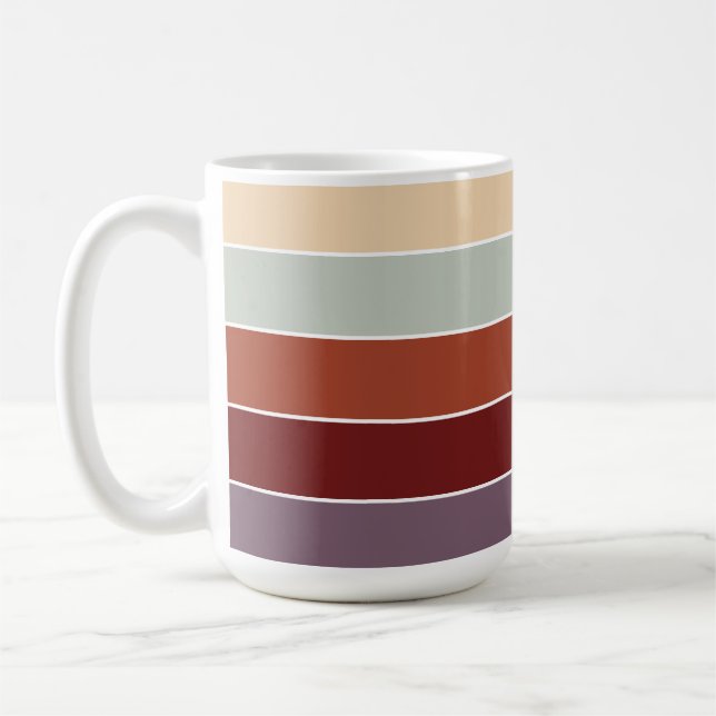 Plain Solid Colour Stripes Warm Autumn Colours Coffee Mug (Left)