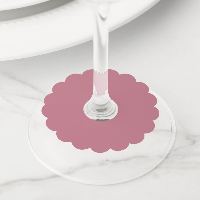 Plain solid pastel dusty rose wine glass tag (Close Up)