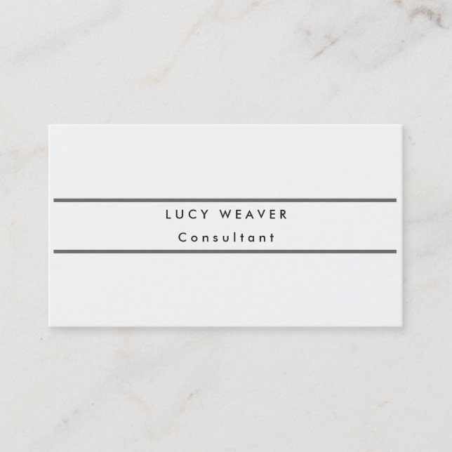 Plain Sophisticated Grey White Simple Professional Business Card (Front)