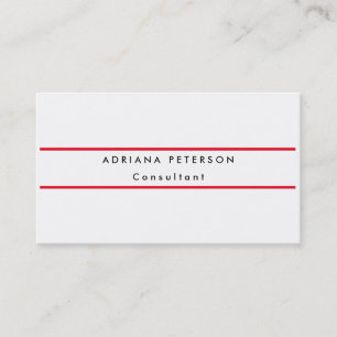 Plain Sophisticated Red White Simple Professional Business Card