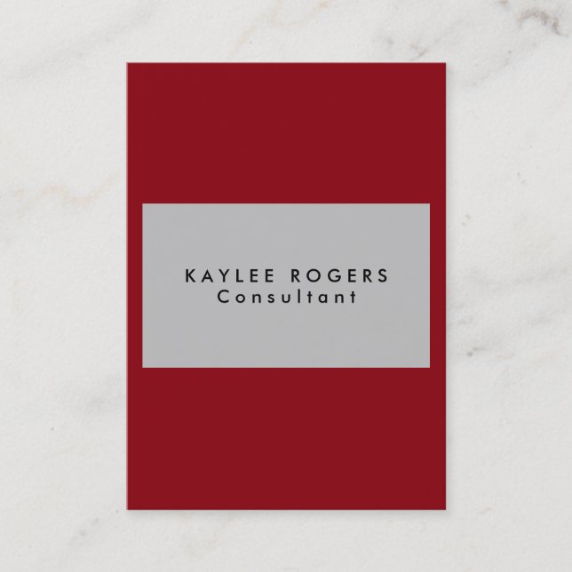 Plain Sophisticated Silver Grey Red Professional Business Card (Front)