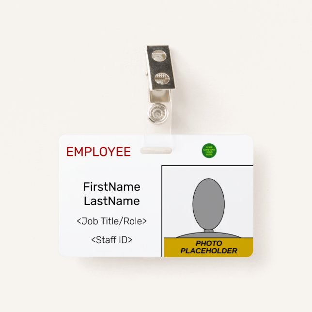 Plain Staff Member ID Badge (Front with Clip)