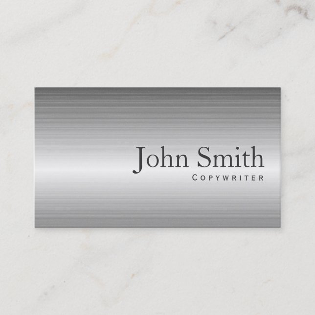 Plain Steel Metal Copywriter Business Card (Front)
