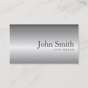 Plain Steel Metal Life Coach Business Card